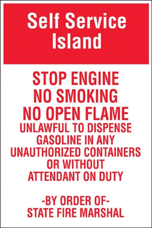 Self Service - Stop Engine- 24" x 36" Aluminum Pole sign