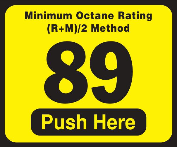 Wayne Vista Octane Rating Decal 89