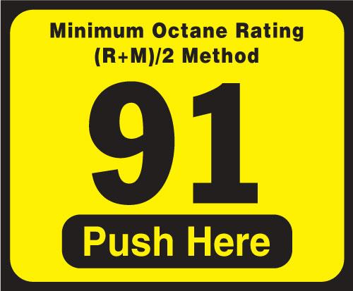 Wayne Vista Octane Rating Decal 91