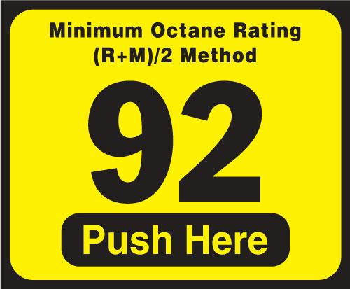 Wayne Vista Octane Rating Decal 92