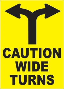 Caution Wide Turns- 13.75"w x 9.5"h Truck Decal